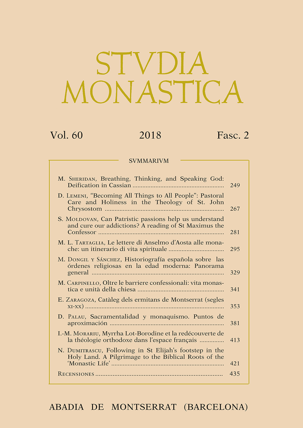 Studia Monastica. Vol. 60-2 (2018)