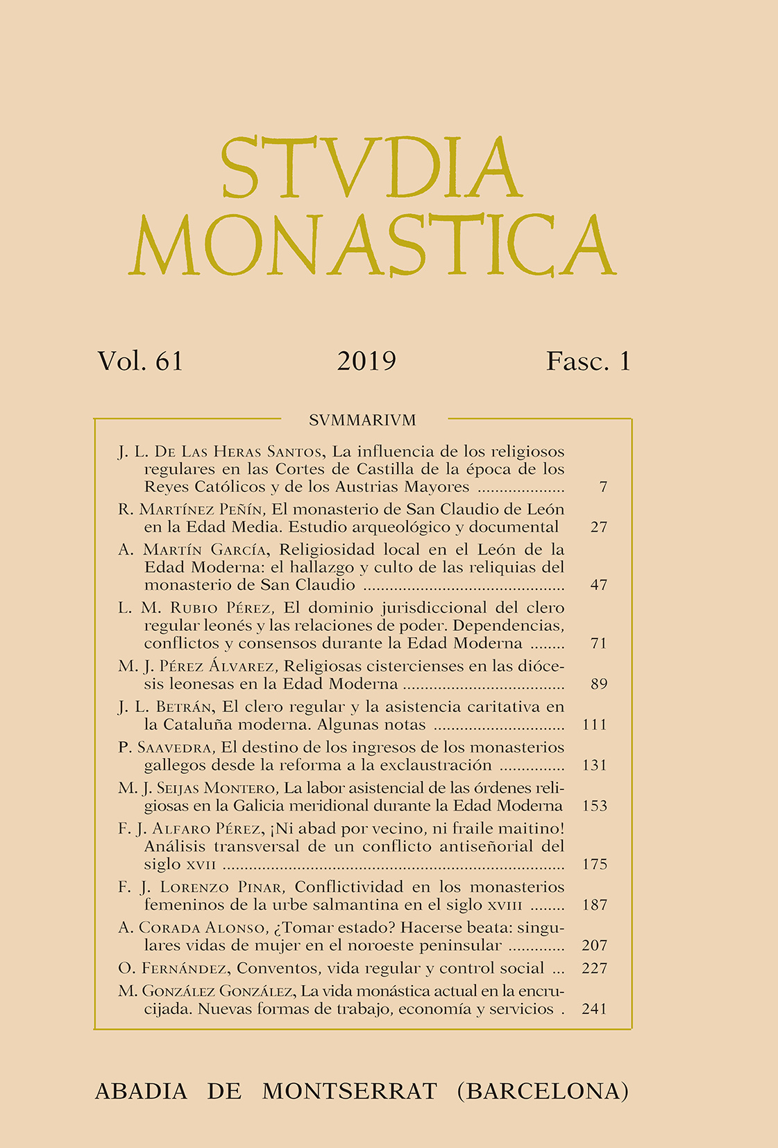 Studia Monastica. Vol. 61-1 (2019)
